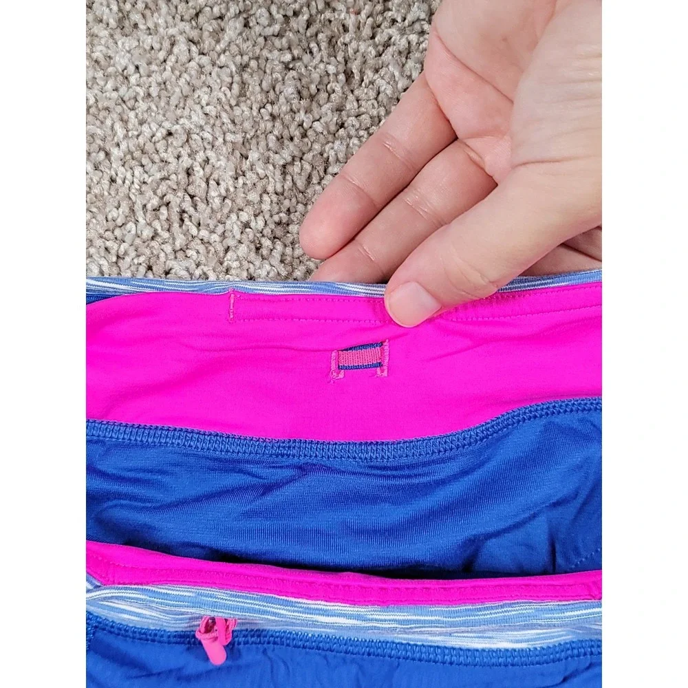 Ivivva by Lululemon Speedy Shorts Size 12 Blue Lined Zipper Pocket Gym Stretch